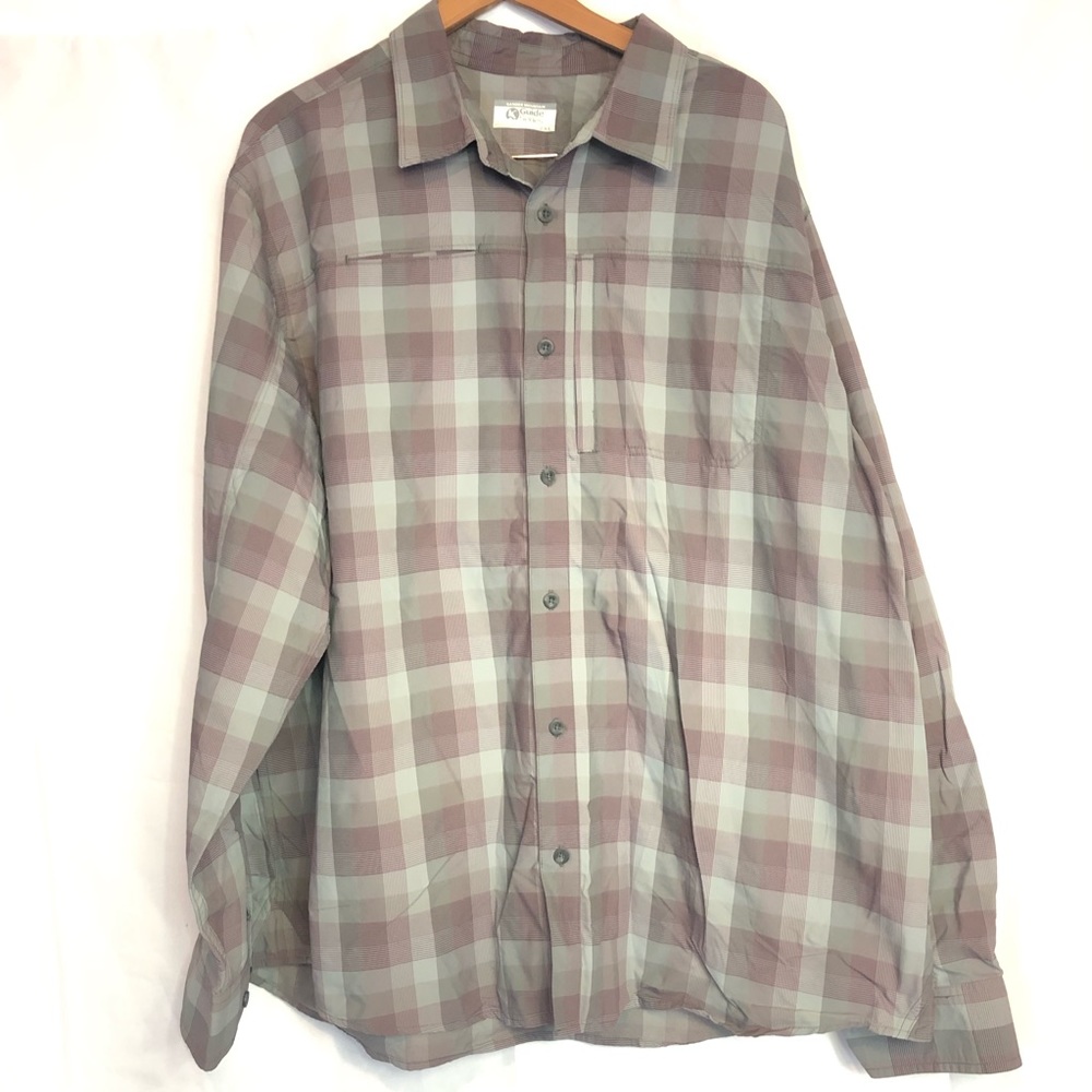 Gander mountain 2xl purple gray plaid shirt nylon